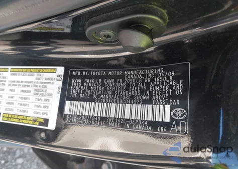 2009 Toyota Corolla Le z USA, uszkodzony, nr VIN 2T1BU40E09C044972